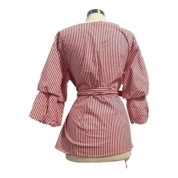 International Concepts INC Plus Size 0X Tucked Sleeve Shirt Stripe - Picture 3 of 9